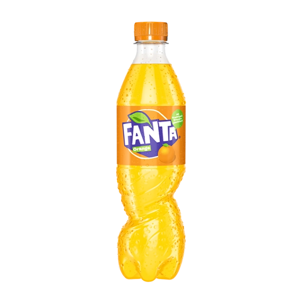 Ein Bild von Fanta Orange, einer sprudelnden Limonade mit Orangengeschmack.