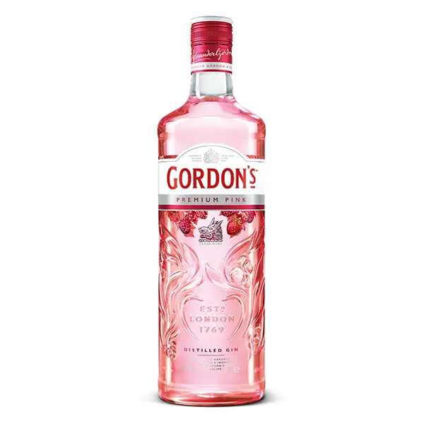 Gordon's Pink: Eine Flasche des erfrischenden Gins mit fruchtiger Himbeernote und einem Hauch von Wacholder.