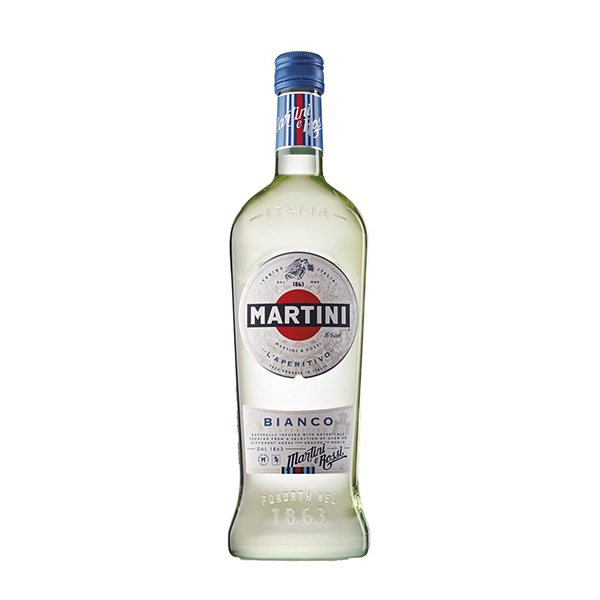 Martini Bianco: Eine Flasche des erfrischenden italienischen Wermuts mit subtilen Aromen und einem Hauch von Eleganz.
