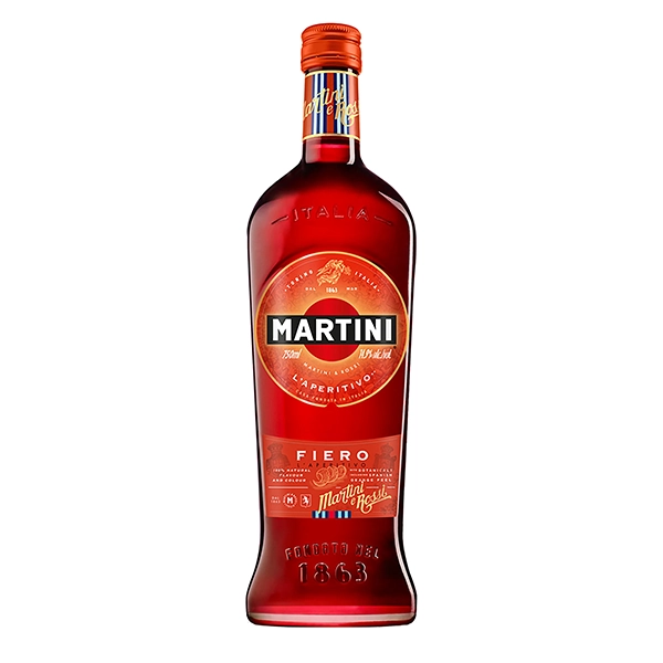 Martini Fiero: Eine Flasche des erfrischenden italienischen Aperitifs mit sommerlichen Aromen und fruchtiger Leichtigkeit.