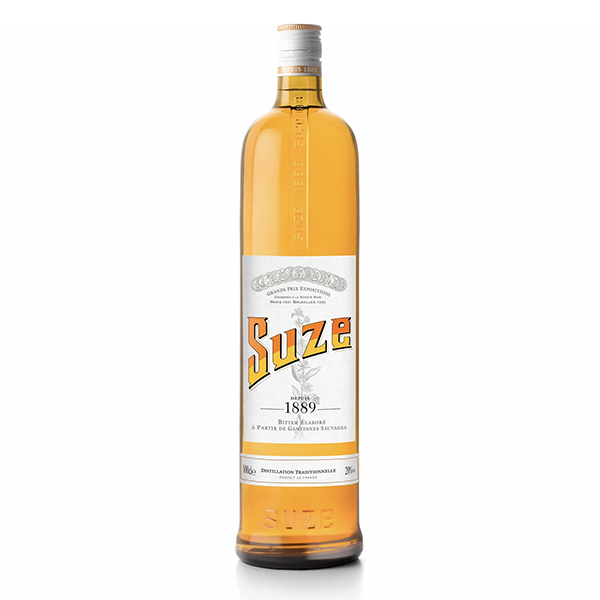 Suze Apéritif Bitter: Eine Flasche des berühmten französischen Bitterlikörs mit einzigartigem Geschmack und aromatischer Tiefe.