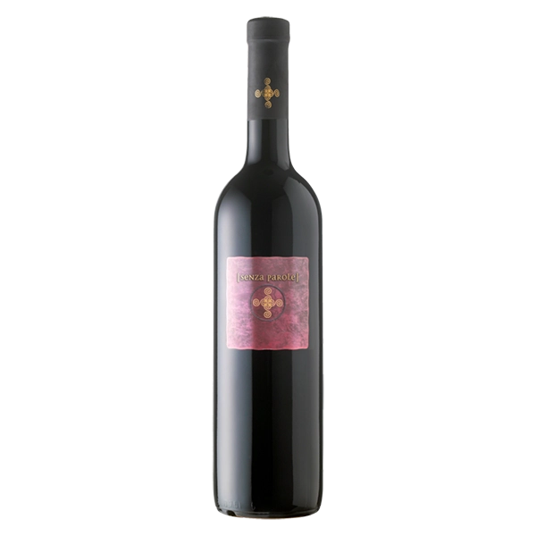 "Flasche Negroamaro di Puglia IGT Senza Parole Wein" Caption (Bildunterschrift):